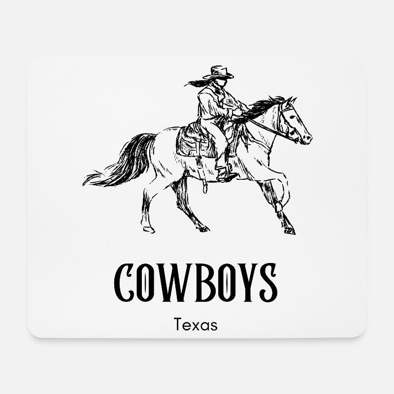 Cowboy, Pferd, Western - Mousepad (Querformat) - Weiß