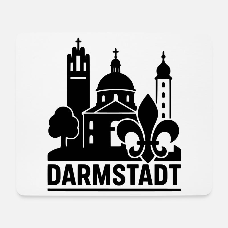 darmstadt wahrzeichen silhouette - Mousepad (Querformat) - Weiß
