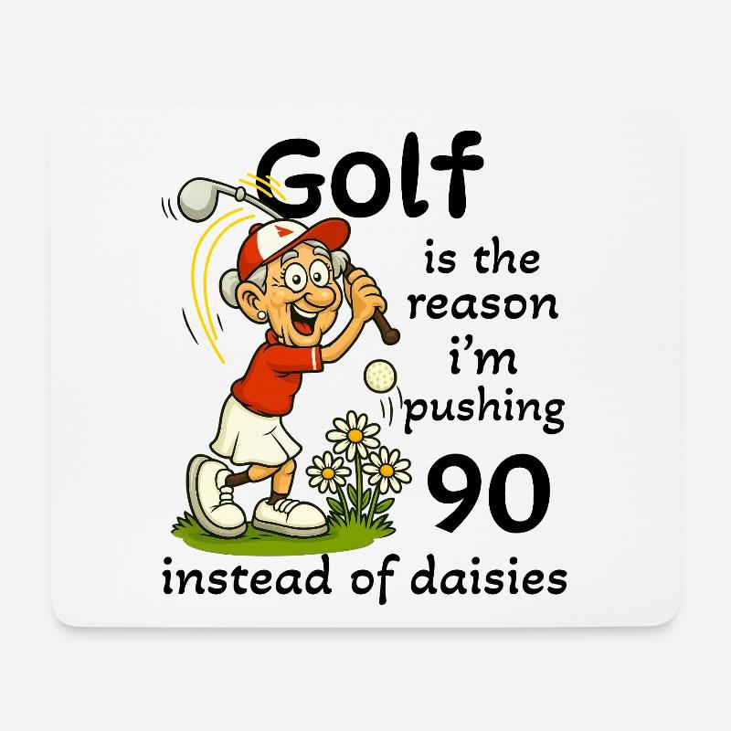 Golf - Pushing 90 - Frau - Mousepad (Querformat) - Weiß