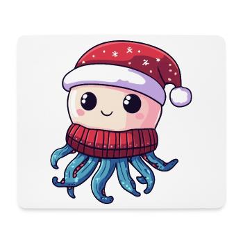 Qualle Weihnachten - Mousepad (Querformat) - Weiß - Vorne