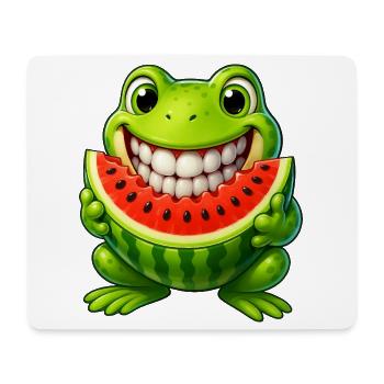 Cheerful frog toad with watermelon summer - Mouse Pad (horizontal) - white - Front
