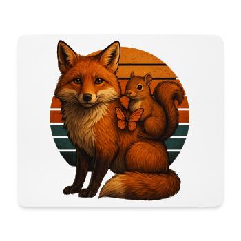 Écureuil-renard amoureux des animaux rétro - Tapis de souris (format paysage) - blanc - Devant