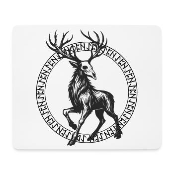 Deer in a Circle Rune Frame - Mouse Pad (horizontal) - white - Front