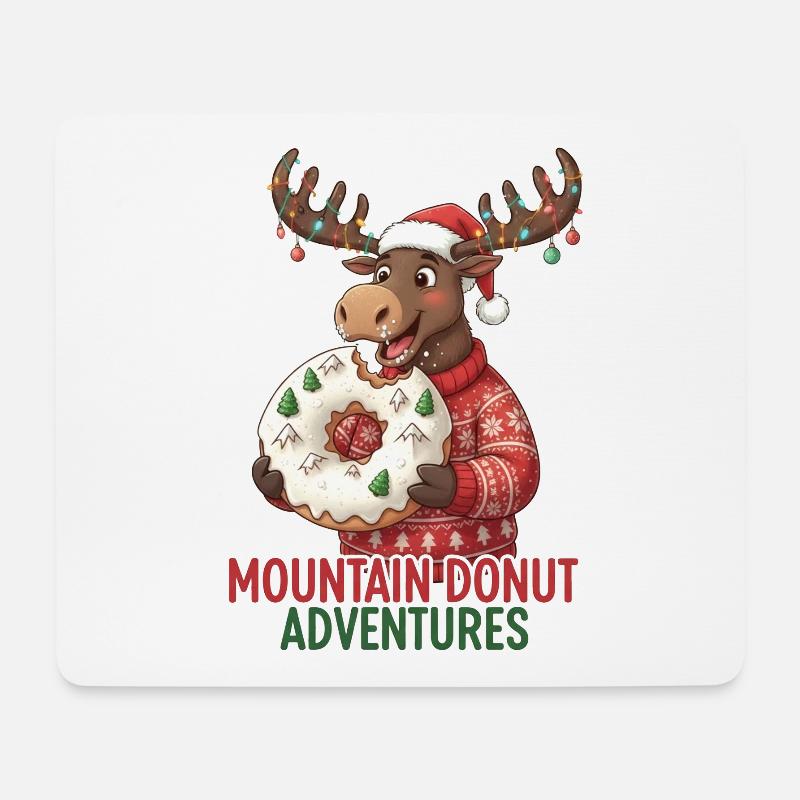Weihnachten - lustiger Elch - Winter Donut - Mousepad (Querformat) - Weiß