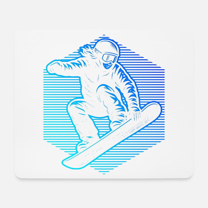 Neon Snowboarder Stripes - Mousepad (Querformat) - Weiß