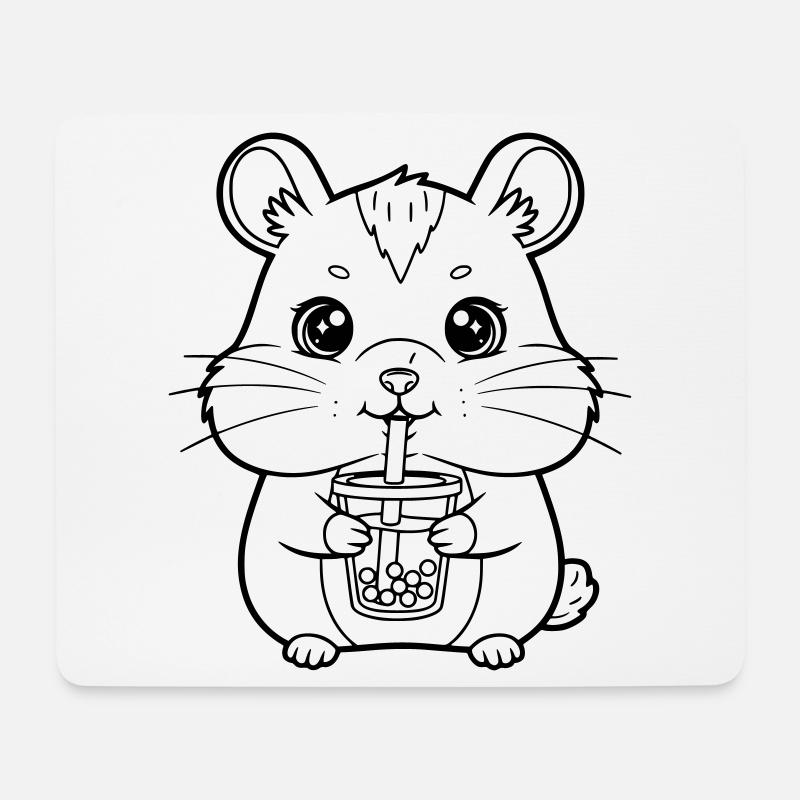 Hamster avec tasse - Tapis de souris (format paysage) - blanc