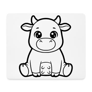 Cute Cow Calf Comic Coloring Vector - Mouse Pad (horizontal) - white - Front