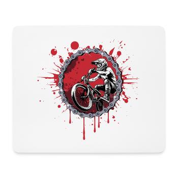 BMX Sprung durch eine Kette - Mousepad (Querformat) - Weiß - Vorne