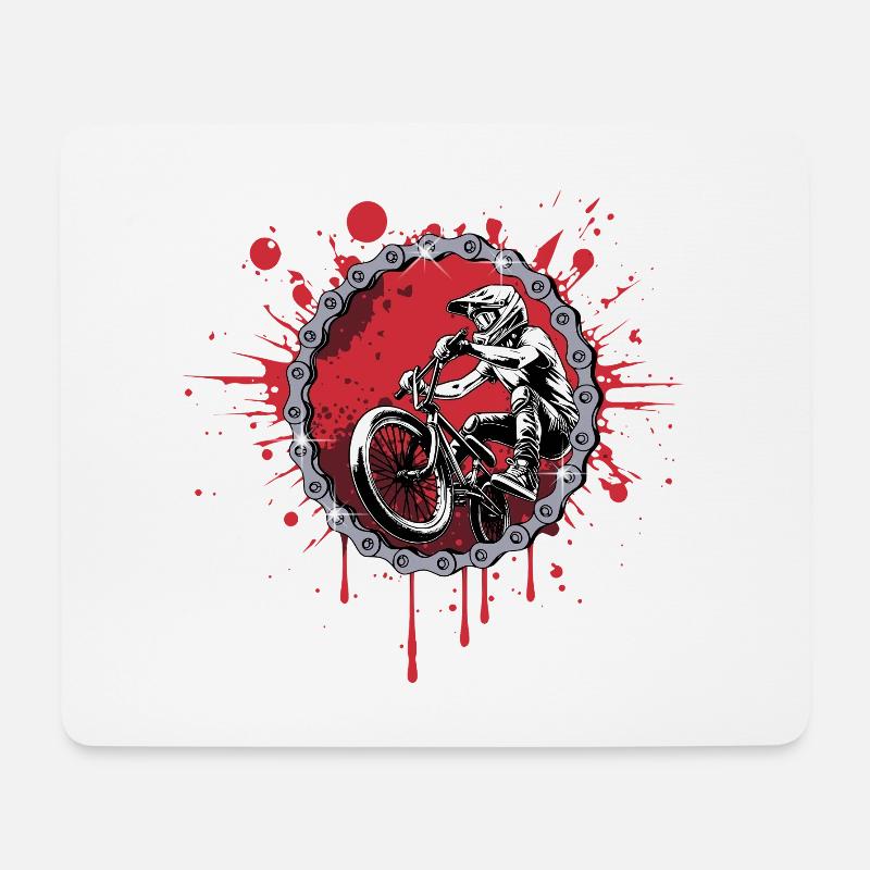 BMX Sprung durch eine Kette - Mousepad (Querformat) - Weiß