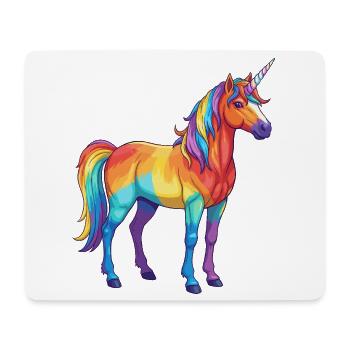 Buntes Einhorn-Regenbogen-Pop-Art-Aquarell - Mousepad (Querformat) - Weiß - Vorne