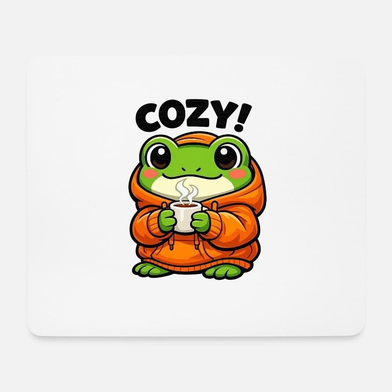 Gemütlicher Frosch Hoodie - Mousepad (Querformat) - Weiß
