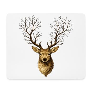 Hirschkopf mit Baumgeweih – Mystischer Waldgeist - Mousepad (Querformat) - Weiß - Vorne