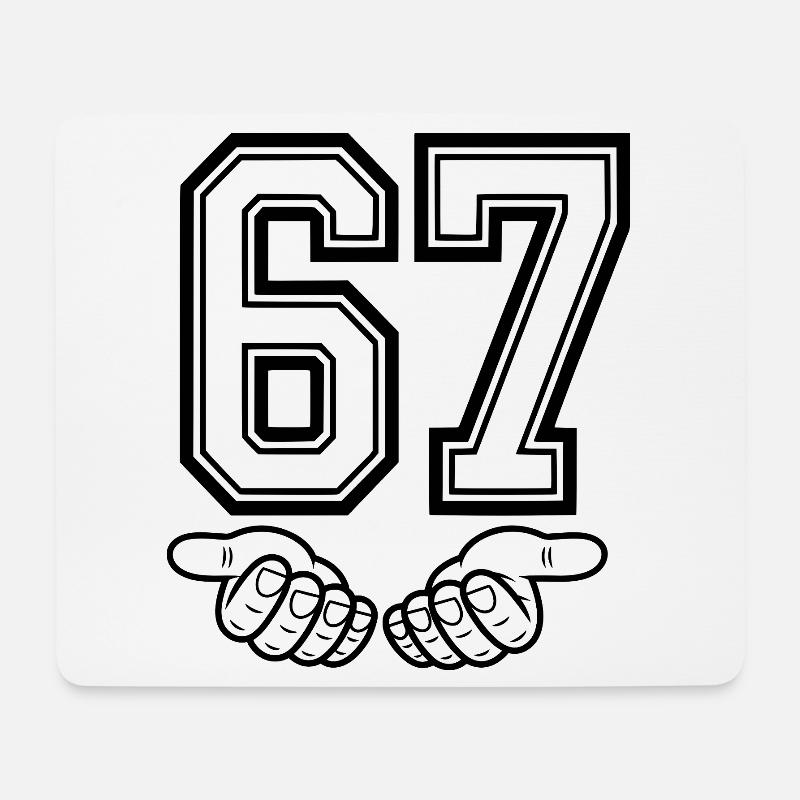 SIX SEVEN – 67 Nummer Meme im Retro Look - Mousepad (Querformat) - Weiß
