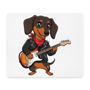 RockerDackel mit EGitarre - Mousepad (Querformat) - Weiß - Vorne