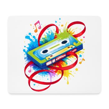 Colorful Music Cassette – Retro Graffiti - Mouse Pad (horizontal) - white - Front