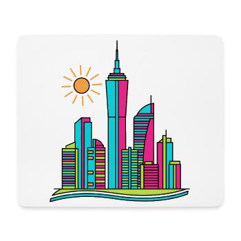 Lebendige abstrakte Stadtsilhouette Moderne farbenfrohe Kunst - Mousepad (Querformat) - Weiß - Vorne