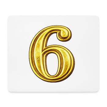 Goldene Ziffer 6 Ornament - Mousepad (Querformat) - Weiß - Vorne
