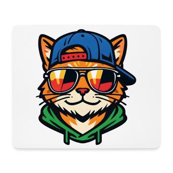 Cat with sunglasses - Mouse Pad (horizontal) - white - Front