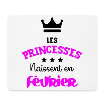 Princesse née en Février Cadeau Anniversaire - Tapis de souris (format paysage) - blanc - Devant