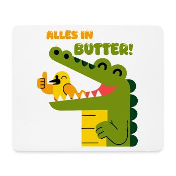 Alles in Butter: Alligator und Spatz - Mousepad (Querformat) - Weiß - Vorne