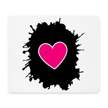 Magenta Heart on Black - Mouse Pad (horizontal) - white - Front