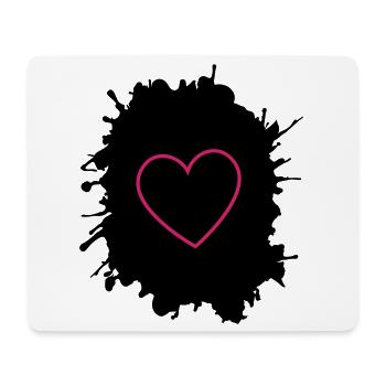 Neon Pink Herz-Umriss auf Schwarz - Mousepad (Querformat) - Weiß - Vorne