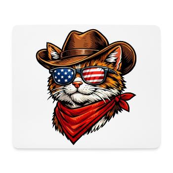Cat Cowboy USA - Tapis de souris (format paysage) - blanc - Devant