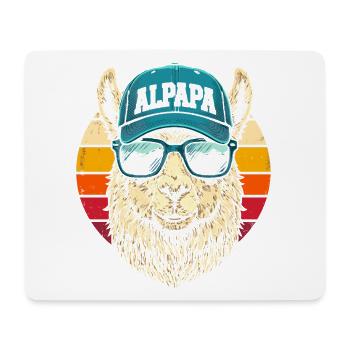Alpaka Retro Sonnenbrillen Cap - Mousepad (Querformat) - Weiß - Vorne