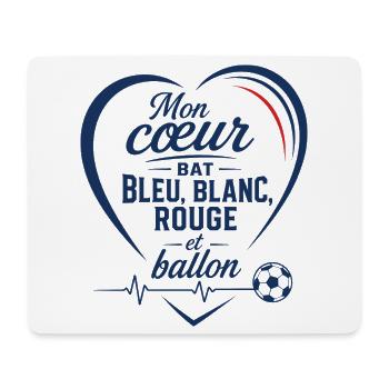 Mon cœur bat bleu, blanc, rouge et ballon - Mousepad (Querformat) - Weiß - Vorne