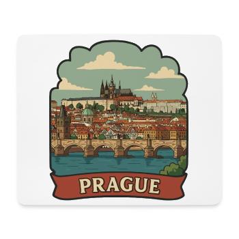 Autocollant rétro de voyage du pont Charles de Prague Charles - Tapis de souris (format paysage) - blanc - Devant