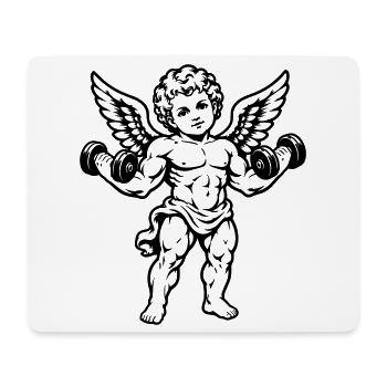 Starker Cherub trainiert mit Hanteln - Mousepad (Querformat) - Weiß - Vorne