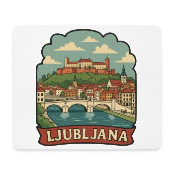 Ljubljana Slovenia Castle Vintage Travel Badge - Mouse Pad (horizontal) - white - Front