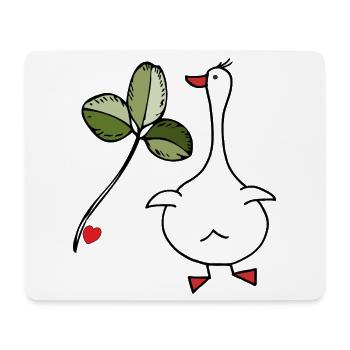 Oie avec trèfle - Tapis de souris (format paysage) - blanc - Devant