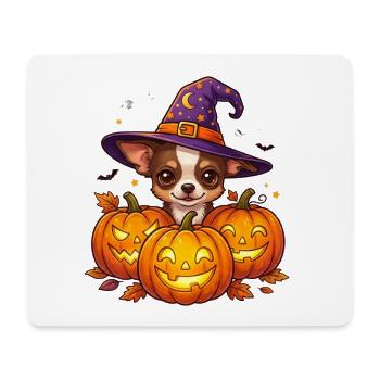 Halloween Chihuahua Pumpkin Witch - Mousepad (Querformat) - Weiß - Vorne