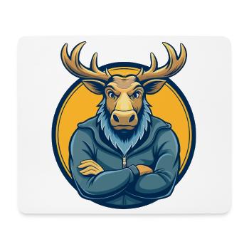 Moose Kawaii Maskottchen-Cartoon-Charakter-Clipart-Logo - Mousepad (Querformat) - Weiß - Vorne