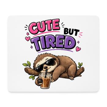 Süß aber müde Faultier mit Eiskaffee - Mousepad (Querformat) - Weiß - Vorne