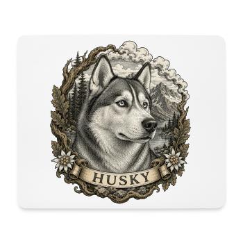 Husky in vintage style with mountain landscape - Mouse Pad (horizontal) - white - Front