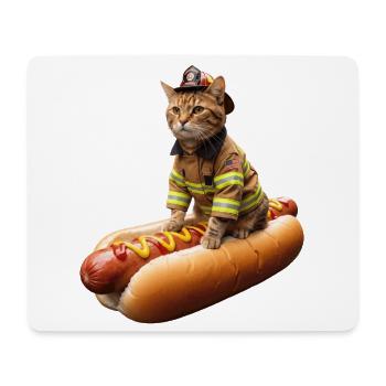 Funny firefighter cat on a hot dog - Mouse Pad (horizontal) - white - Front