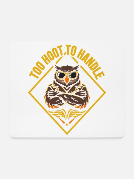 Too Hoot to Handle – Coole Biker-Eule - Mousepad (Querformat) - Weiß