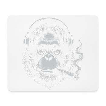 Kopfhörer-Orang-Utan Rauch-Zigarren-Tee - Mousepad (Querformat) - Weiß - Vorne