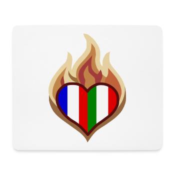Flammendes Trikoloreherz Frankreich und Italien - Mousepad (Querformat) - Weiß - Vorne