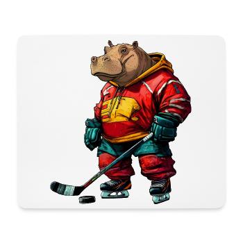 Nilpferde Eishockeyspieler / Hockey Flusspferd - Mousepad (Querformat) - Weiß - Vorne
