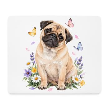Mops Hund süßer Mops niedlicher Mops - Mousepad (Querformat) - Weiß - Vorne