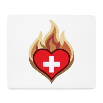 Switzerland Flag Heart on Fire - Mousepad (Querformat) - Weiß - Vorne
