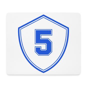 Blauer Schild mit Zahl Fünf - Mousepad (Querformat) - Weiß - Vorne