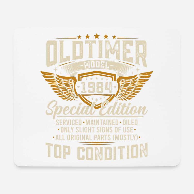 Oldtimer 1984 Jahrgang geboren Geburtstag Geschenk - Mousepad (Querformat) - Weiß