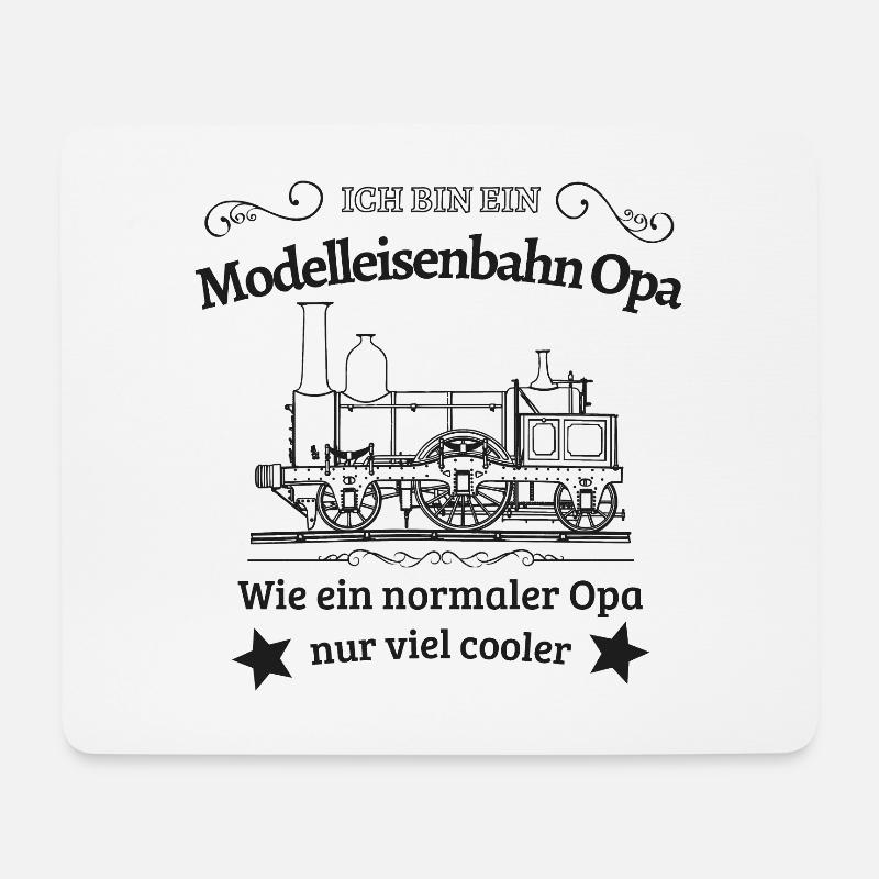 Modelleisenbahn Opa Eisenbahn Modelbauer Rentner - Mousepad (Querformat) - Weiß
