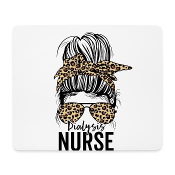 Funny Dialysis Nurse Nephrology Messy Bun - Mouse Pad (horizontal) - white - Front
