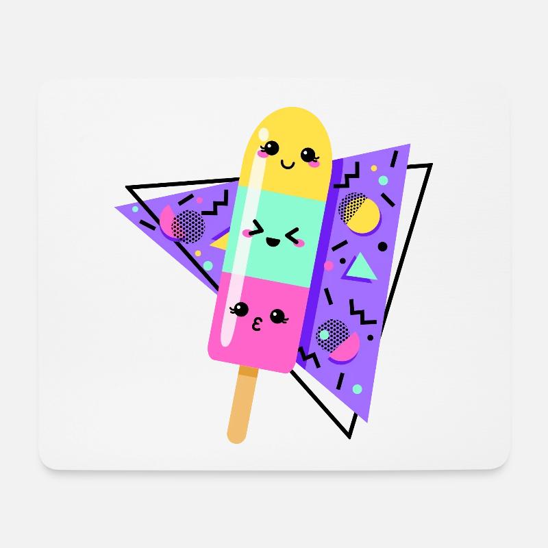 Kawaii Bunte Eis Retro Jahre 80 - Mousepad (Querformat) - Weiß