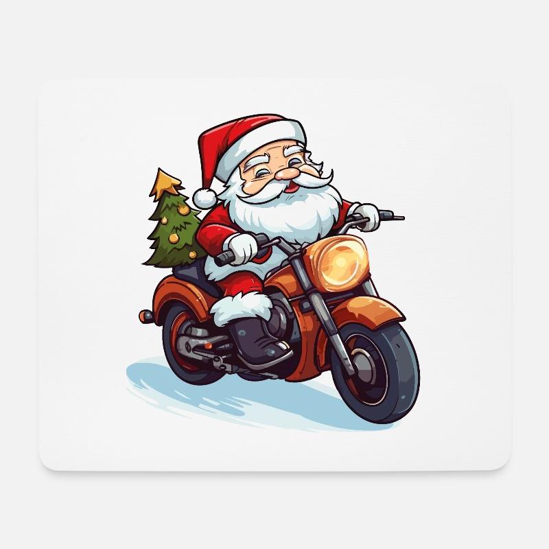 Weihnachtsmann Motorrad Sonnenbrille Weihnachten - Mousepad (Querformat) - Weiß